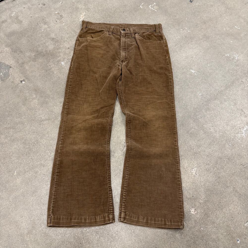 Vintage 70s Levis 646 Corduroy Flare Disco Talon Zip Pants 33x27 USA Brown Men